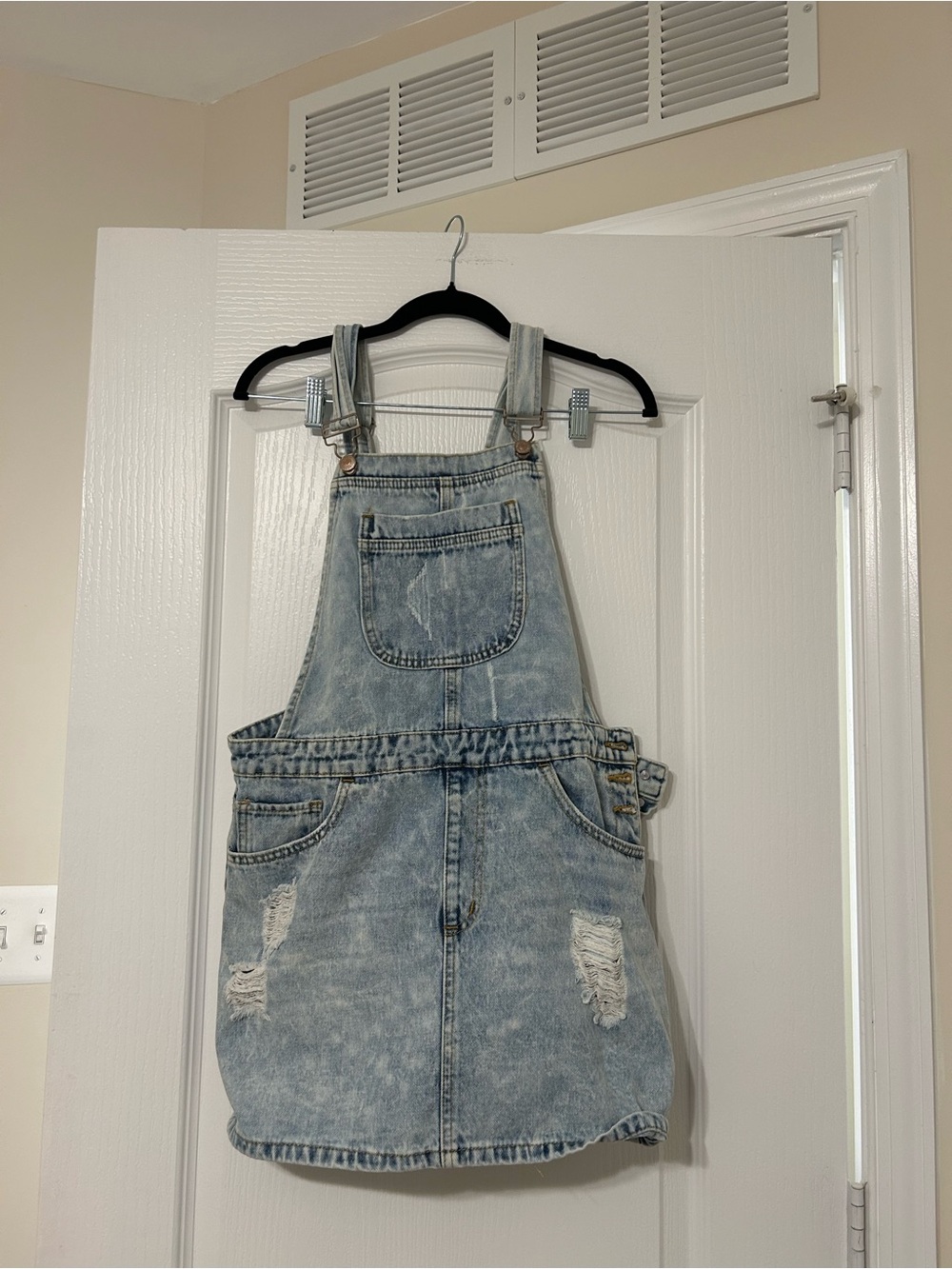 Forever 21 Light Blue Distressed Denim Overall dress